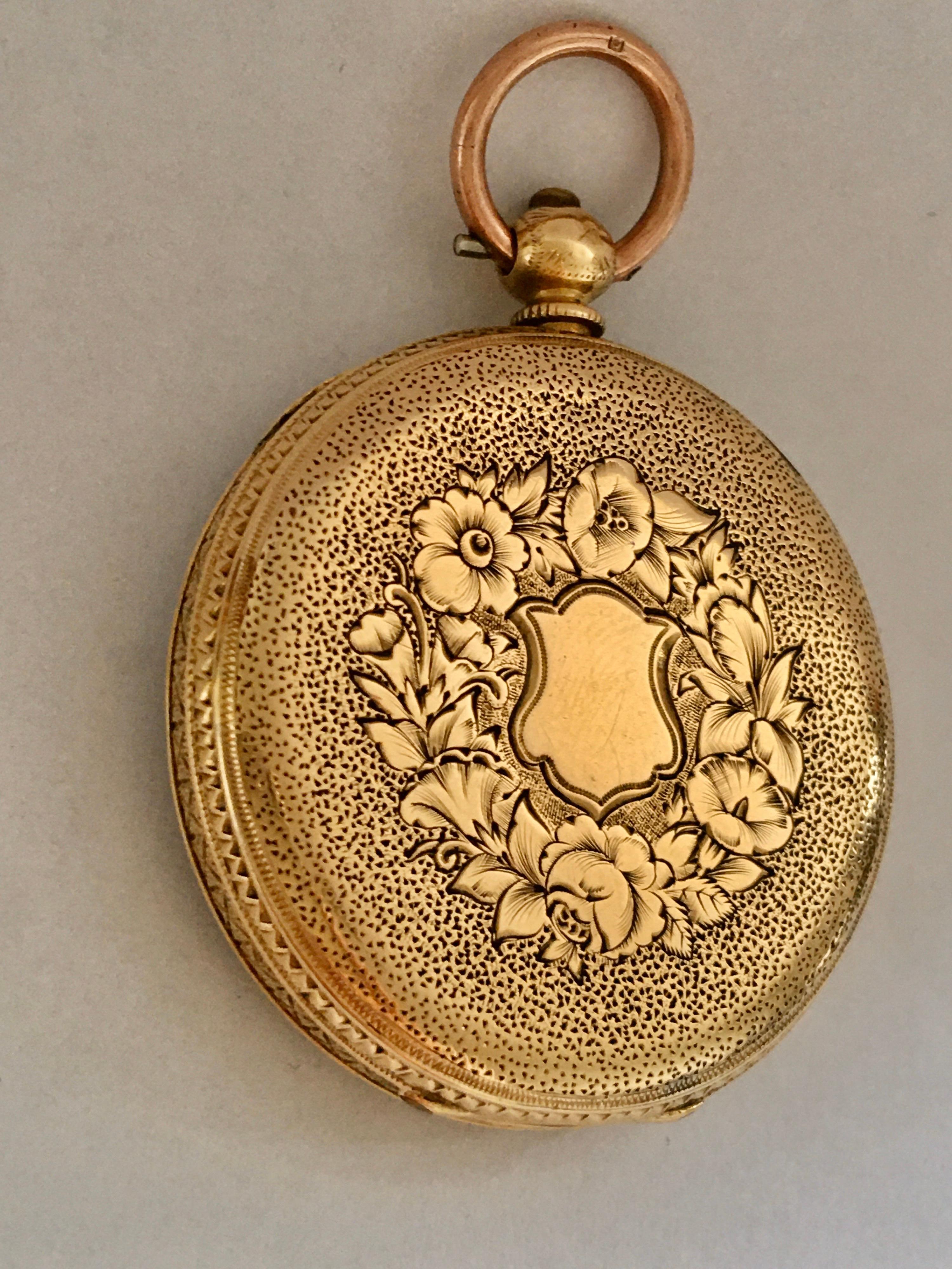 18K Gold Victorian Period Ladies Fob / Pocket Watch Signed by John Neal, London For Sale 4
