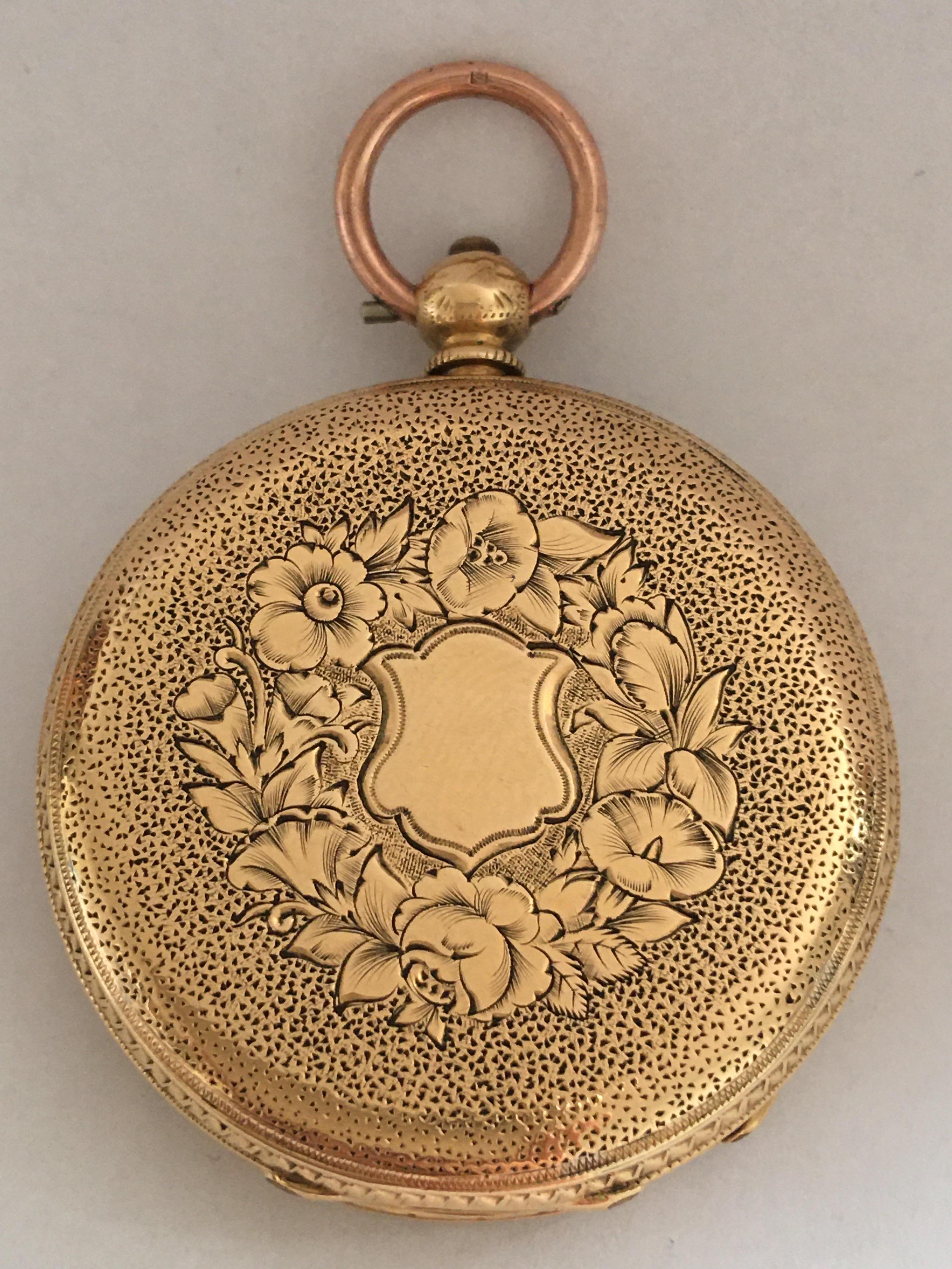 18K Gold Victorian Period Ladies Fob / Pocket Watch Signed by John Neal, London For Sale 5