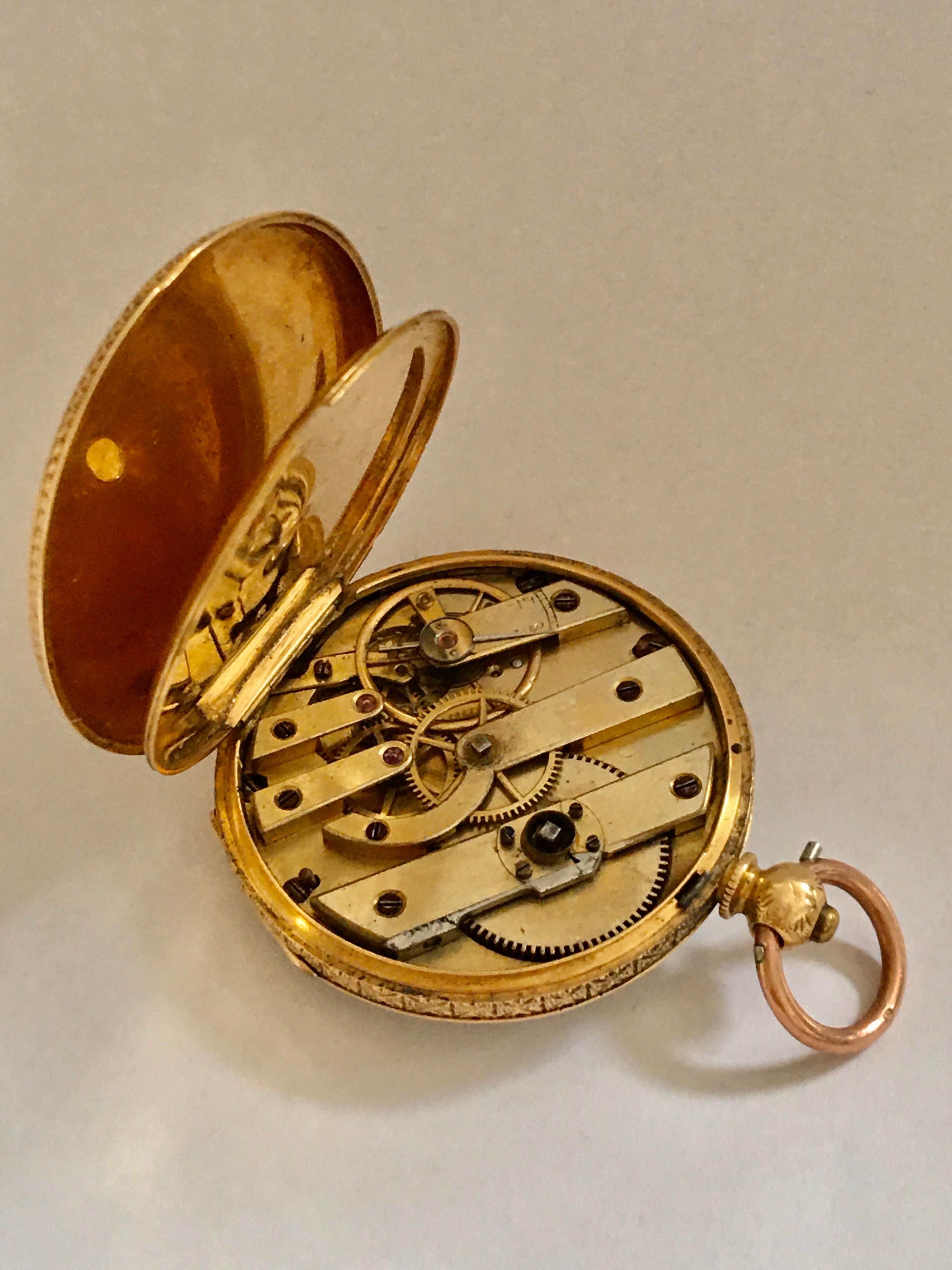 18K Gold Victorian Period Ladies Fob / Pocket Watch Signed by John Neal, London In Good Condition For Sale In Carlisle, GB