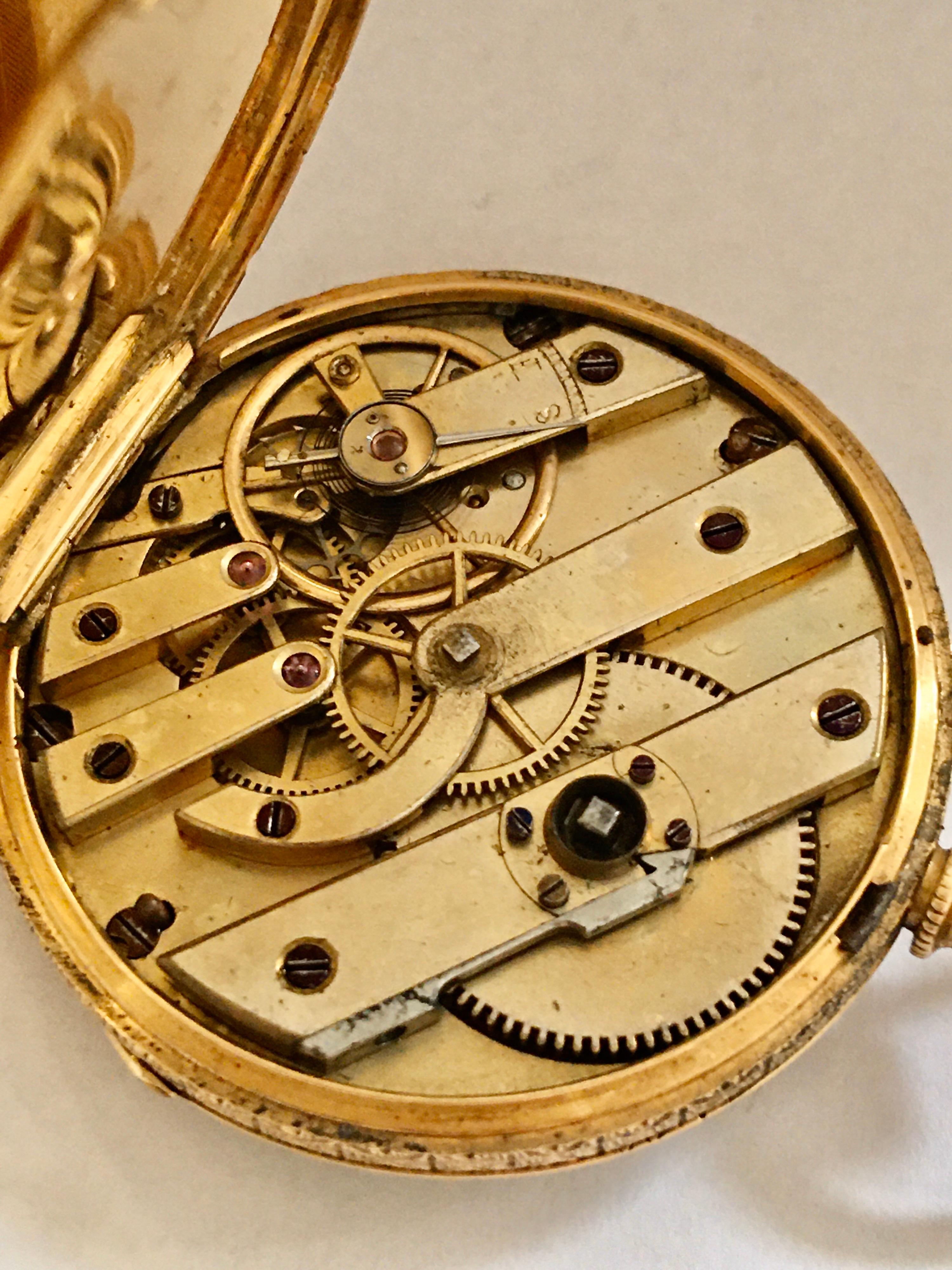 Women's or Men's 18K Gold Victorian Period Ladies Fob / Pocket Watch Signed by John Neal, London For Sale
