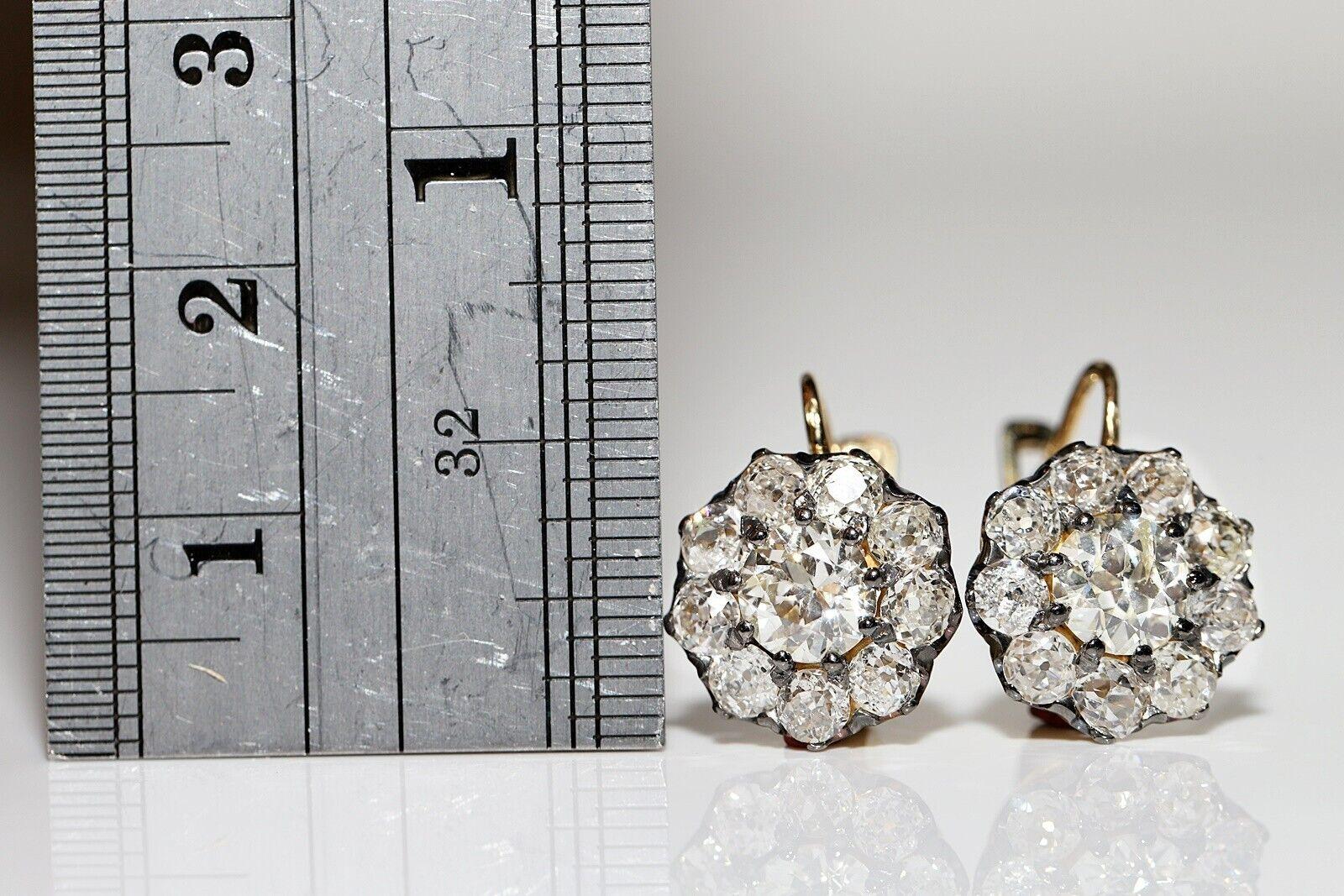 18k Gold viktorianischen Stil natürlichen Diamanten dekoriert Ohrring  (Viktorianisch) im Angebot