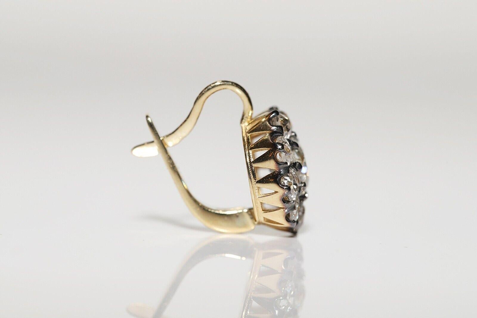 18k Gold viktorianischen Stil natürlichen Diamanten dekoriert Ohrring  im Angebot 1