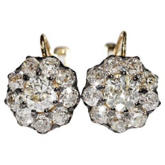Antique 18k Gold Victorian Style Natural Diamond Decorated Earring 