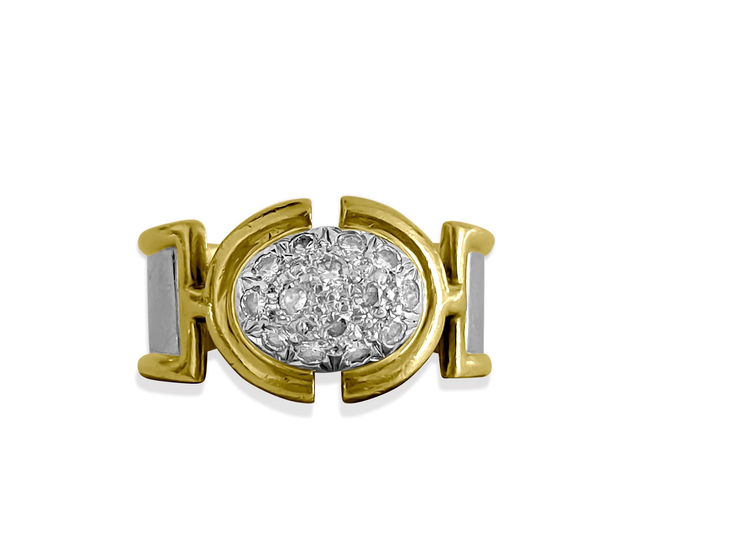 18k Gold, Vintage 0.70 Carat Diamond Two Tone Ring For Sale