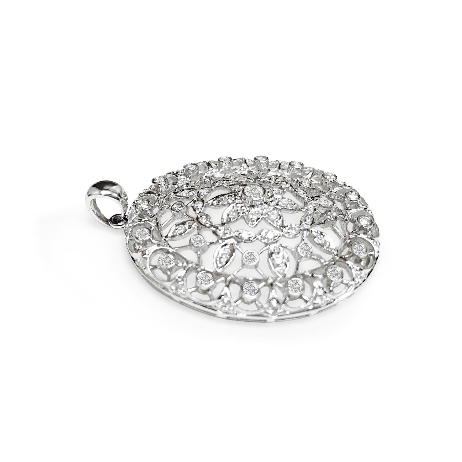 Art Nouveau Ciondolo con diamante vintage da 1,50 in oro 18 carati (certificato GIA) in vendita