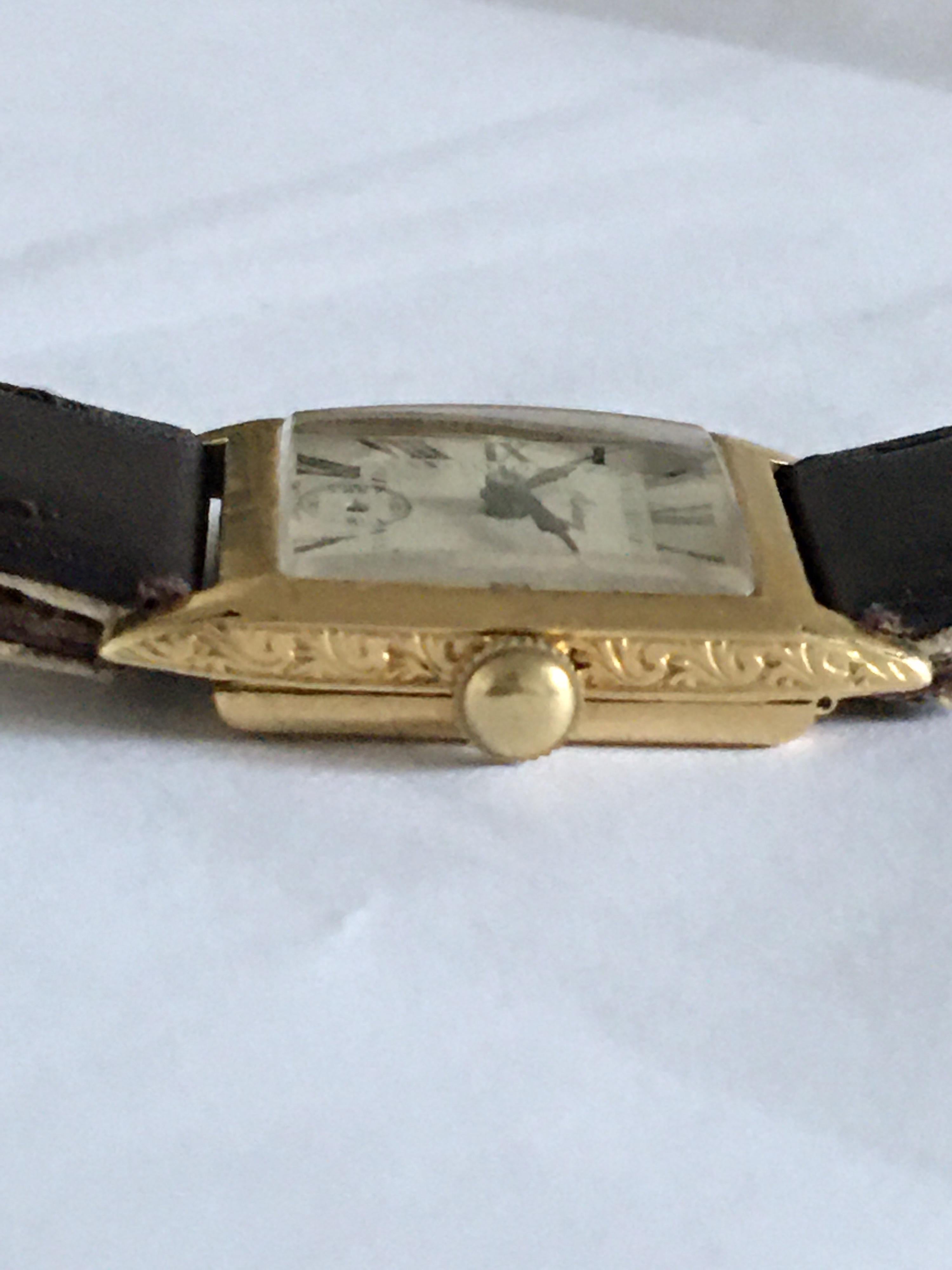 18 Karat Gold Vintage 1930s Asprey Ladies Watch For Sale 7