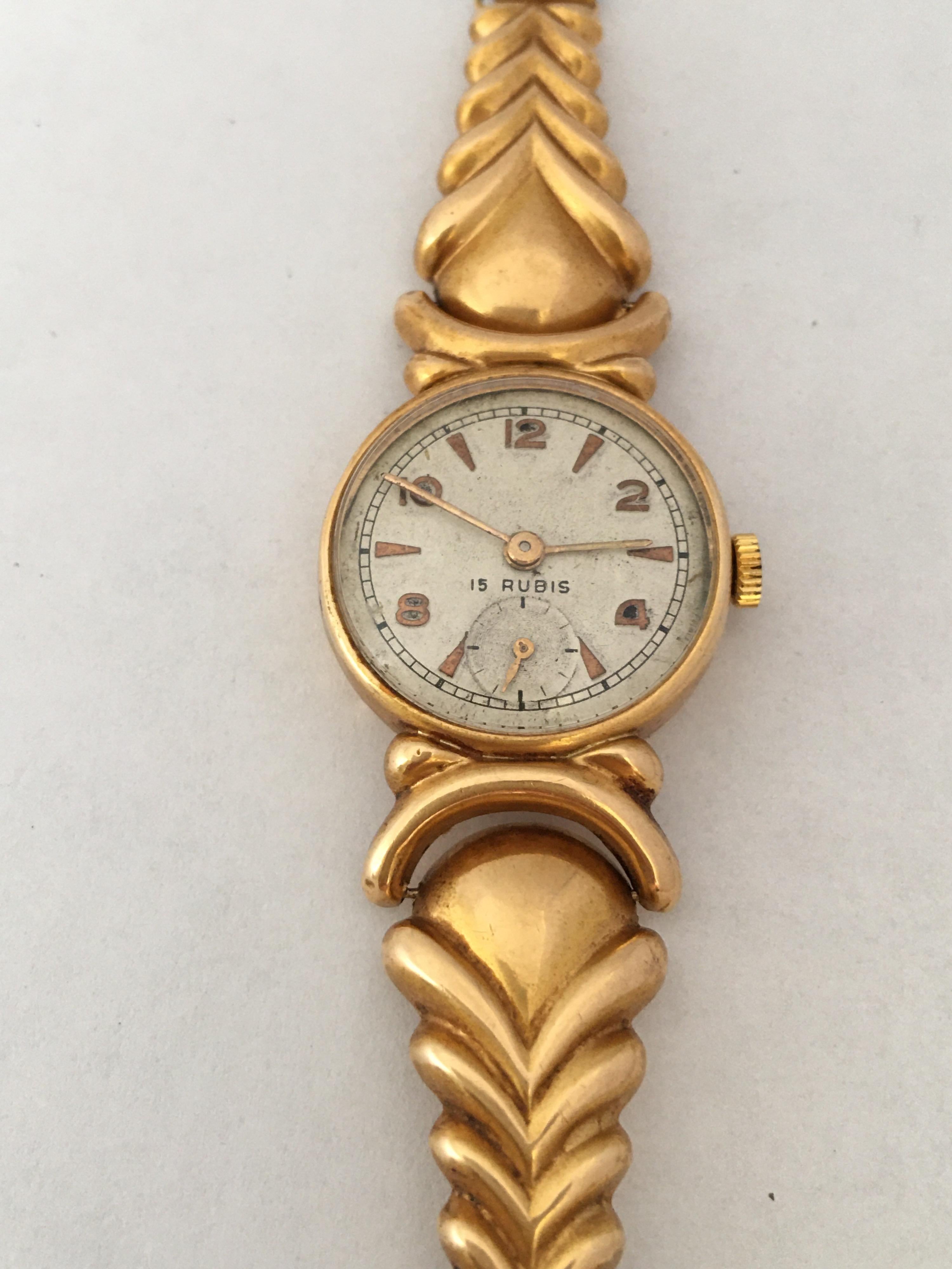 18cKarat Gold Vintage 1950s Ladies Swiss Mechanical Watch For Sale 6