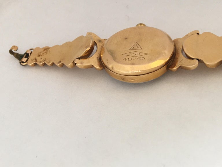 18cKarat Gold Vintage 1950s Ladies Swiss Mechanical Watch For Sale 7