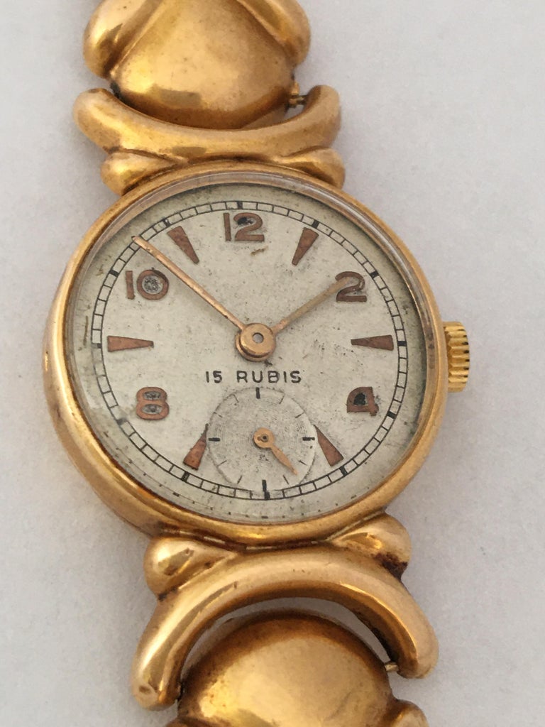 Women's 18cKarat Gold Vintage 1950s Ladies Swiss Mechanical Watch For Sale