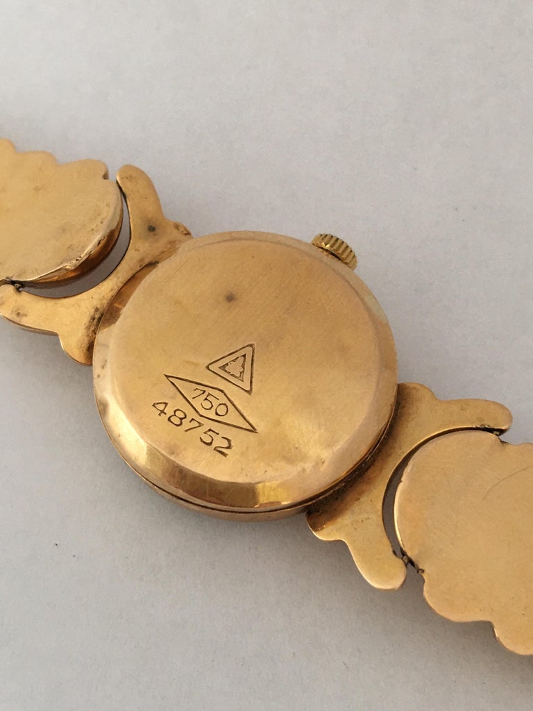 18cKarat Gold Vintage 1950s Ladies Swiss Mechanical Watch For Sale 1