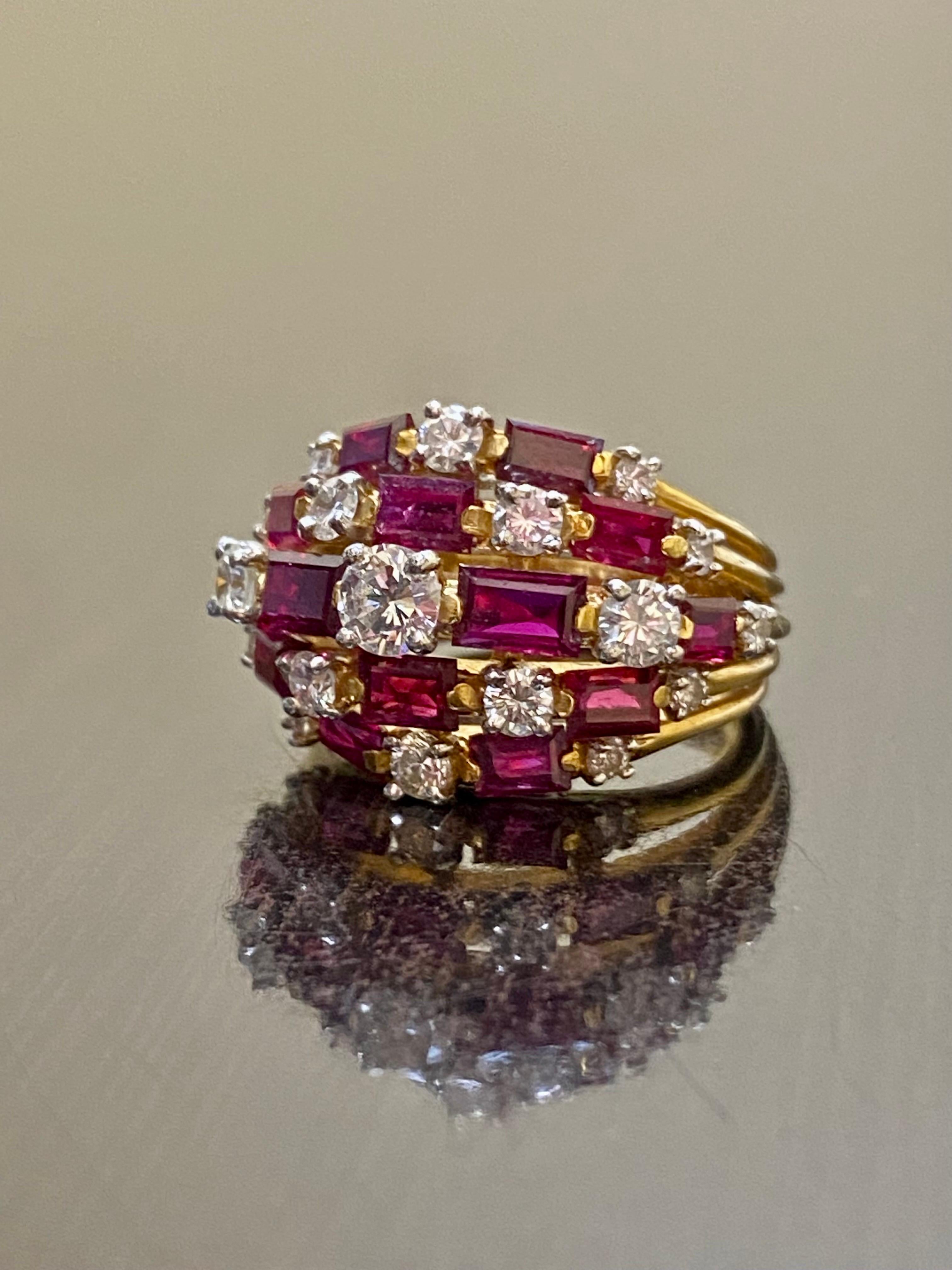 18K Gold Vintage 1960's Oscar Heyman Burmese Ruby Diamond Cocktail Ring  For Sale 6