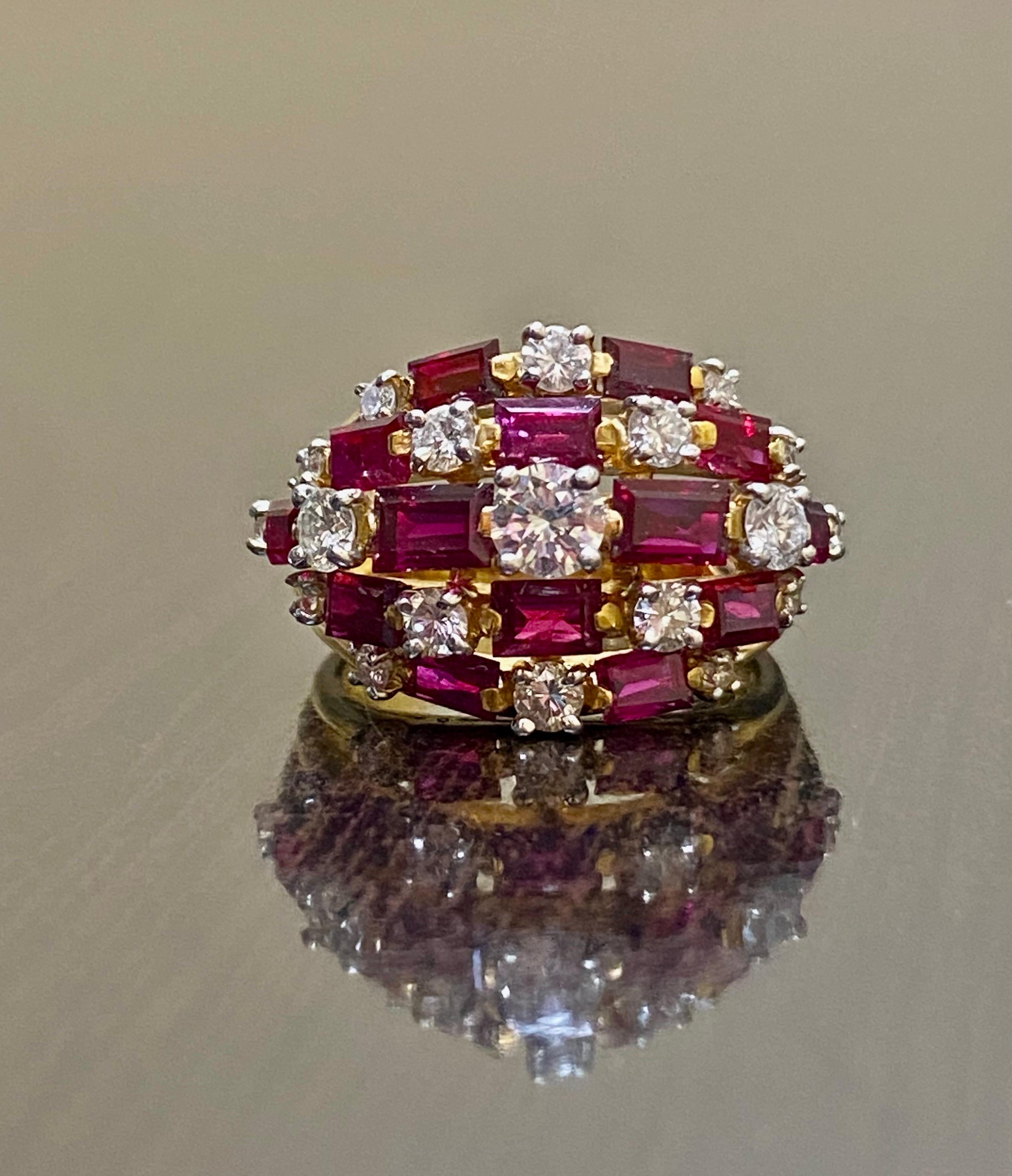 Oscar Heyman, bague cocktail vintage en or 18 carats avec rubis de Birmanie et diamants, années 1960  en vente 7