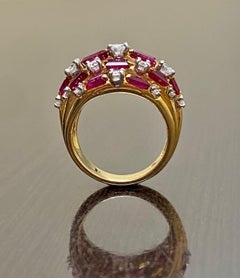 18K Gold Vintage 1960's Oscar Heyman Burmese Ruby Diamond Cocktail Ring