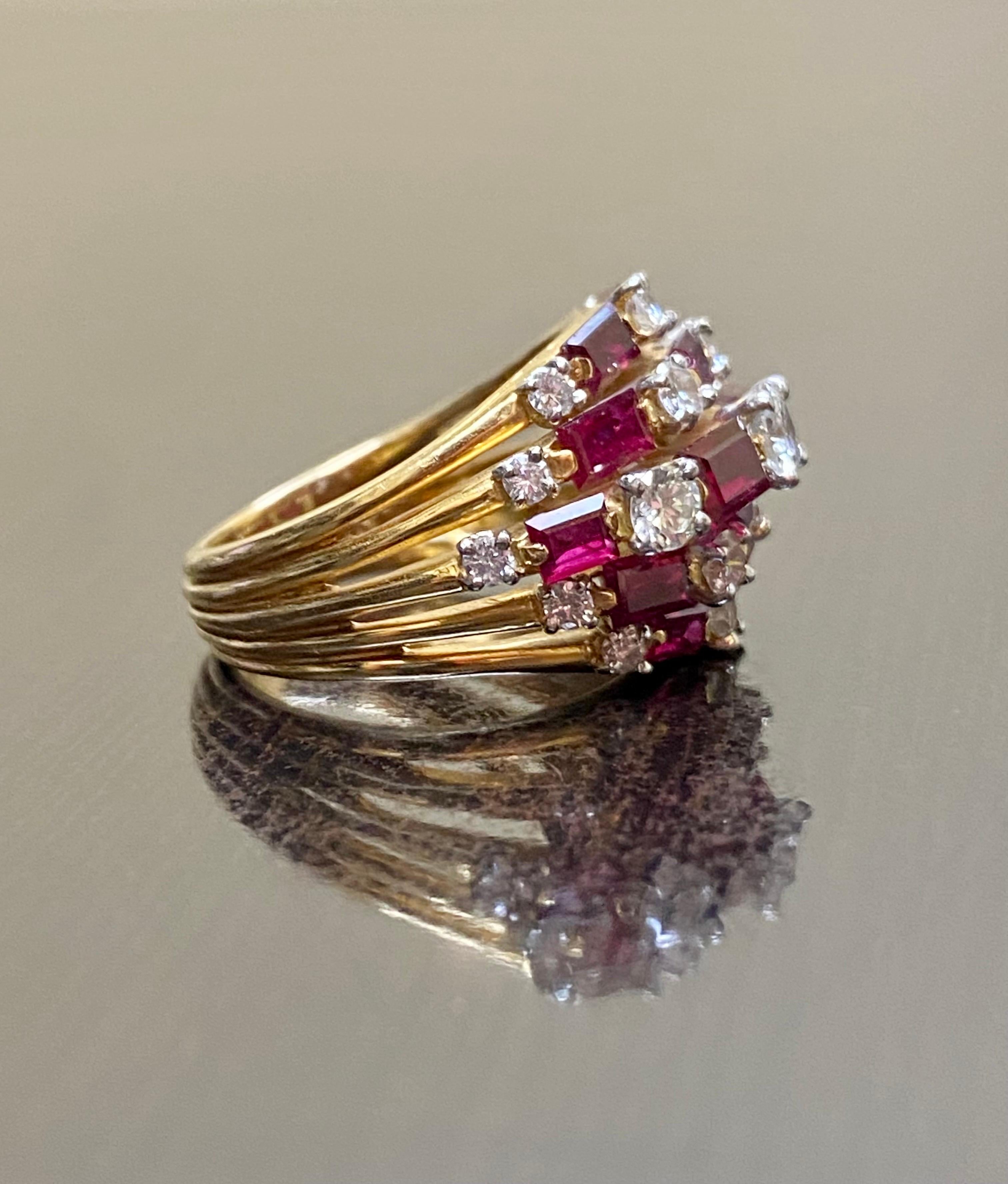 Women's or Men's 18K Gold Vintage 1960's Oscar Heyman Burmese Ruby Diamond Cocktail Ring  For Sale