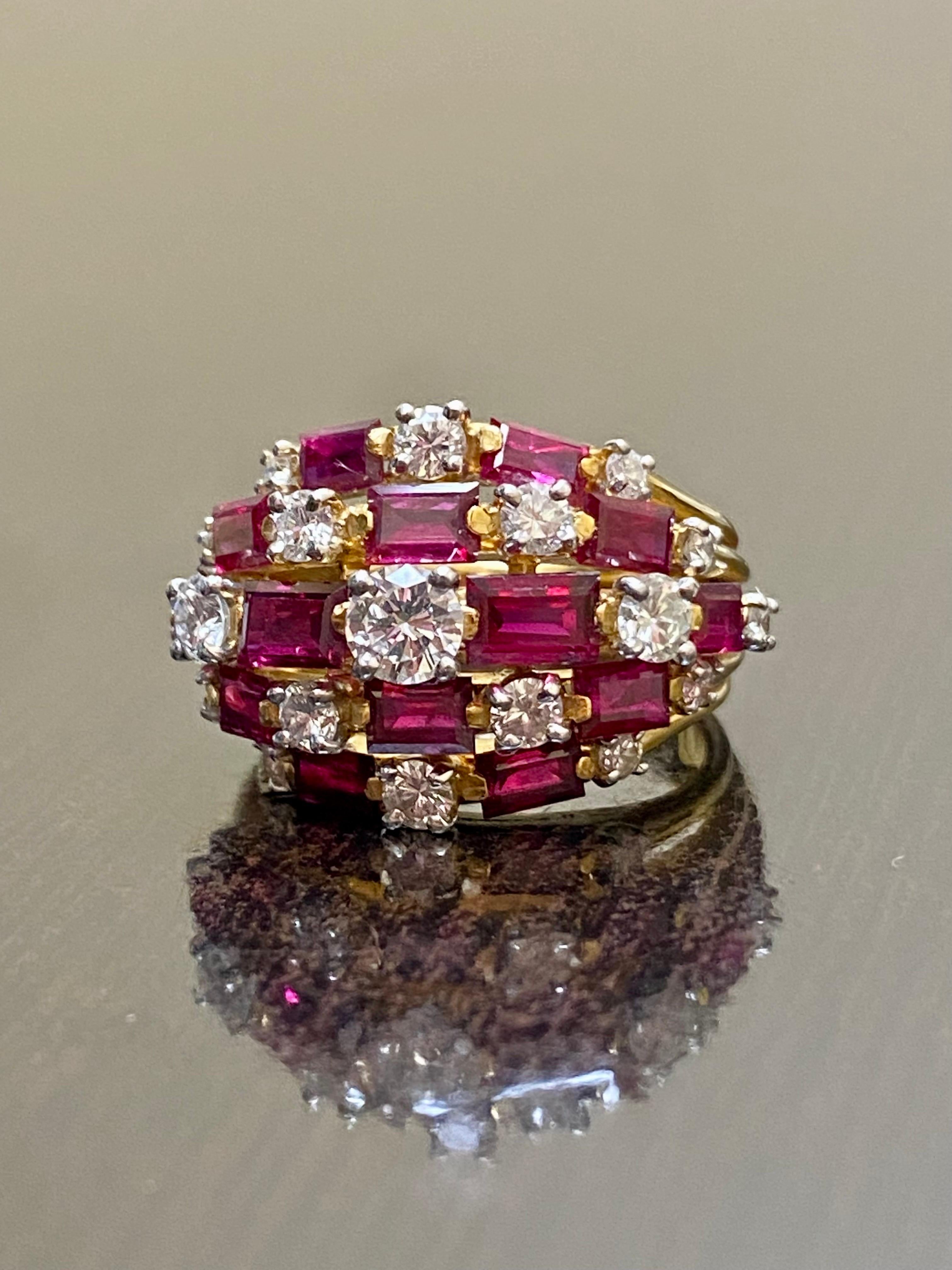 18K Gold Vintage 1960's Oscar Heyman Burmese Ruby Diamond Cocktail Ring  For Sale 1