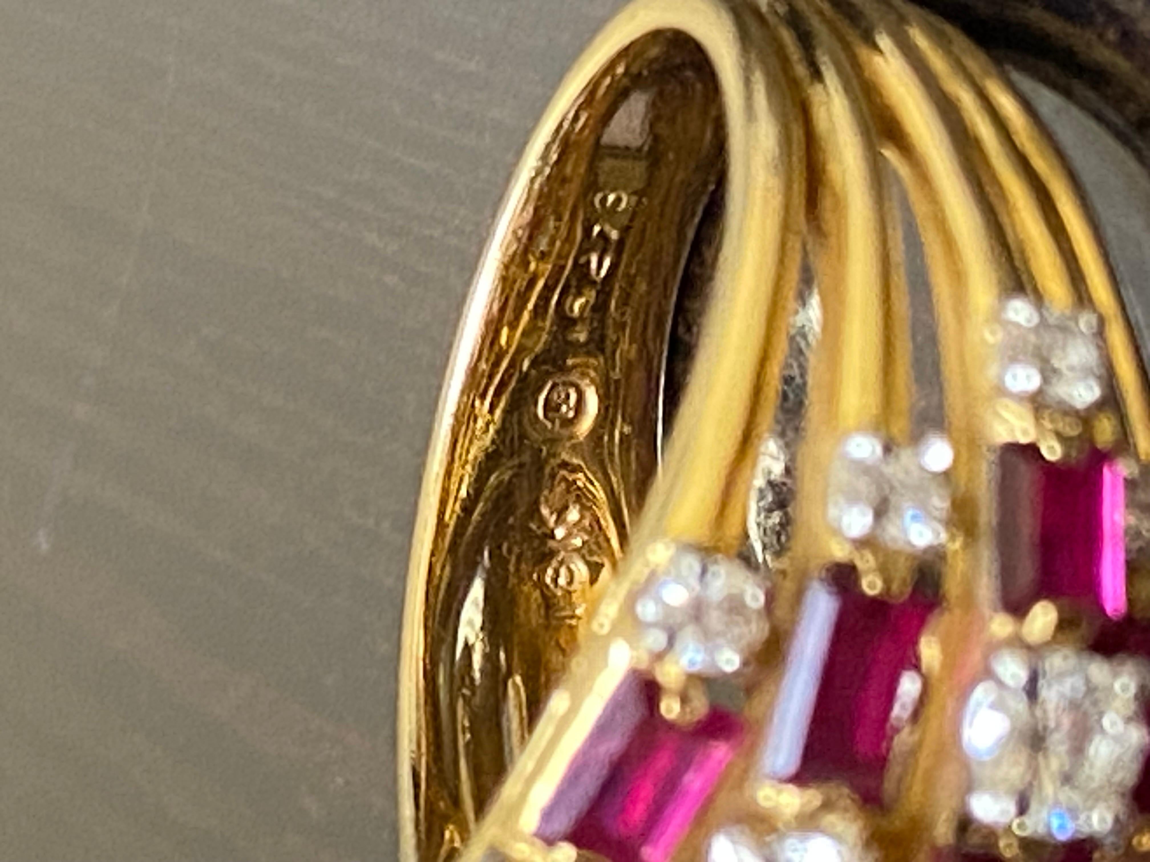 18K Gold Vintage 1960's Oscar Heyman Burmese Ruby Diamond Cocktail Ring  For Sale 2