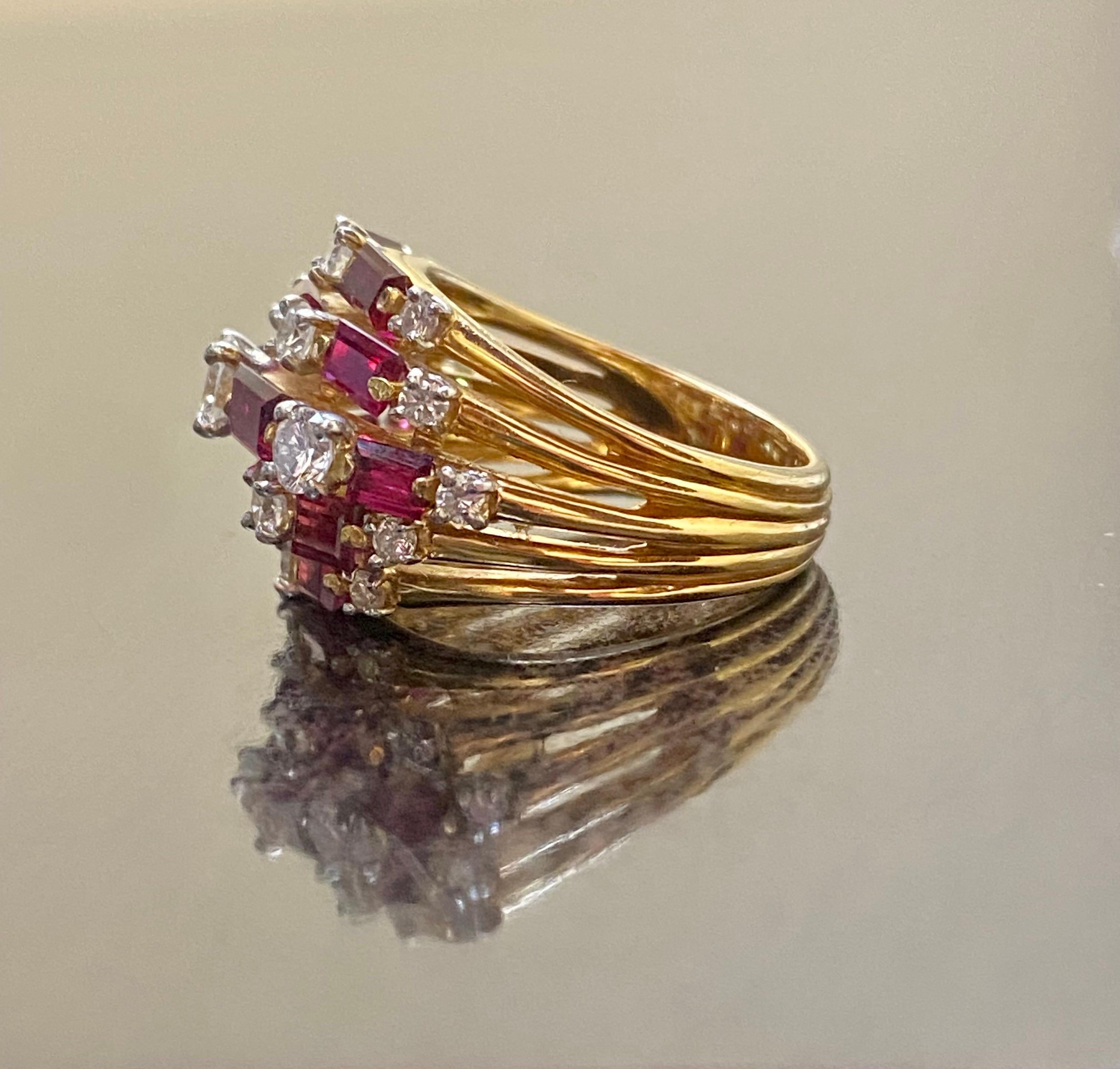 18K Gold Vintage 1960's Oscar Heyman Burmese Ruby Diamond Cocktail Ring  For Sale 4