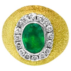 18 Karat Gold Vintage 2,5 Karat Smaragd- und Diamantring
