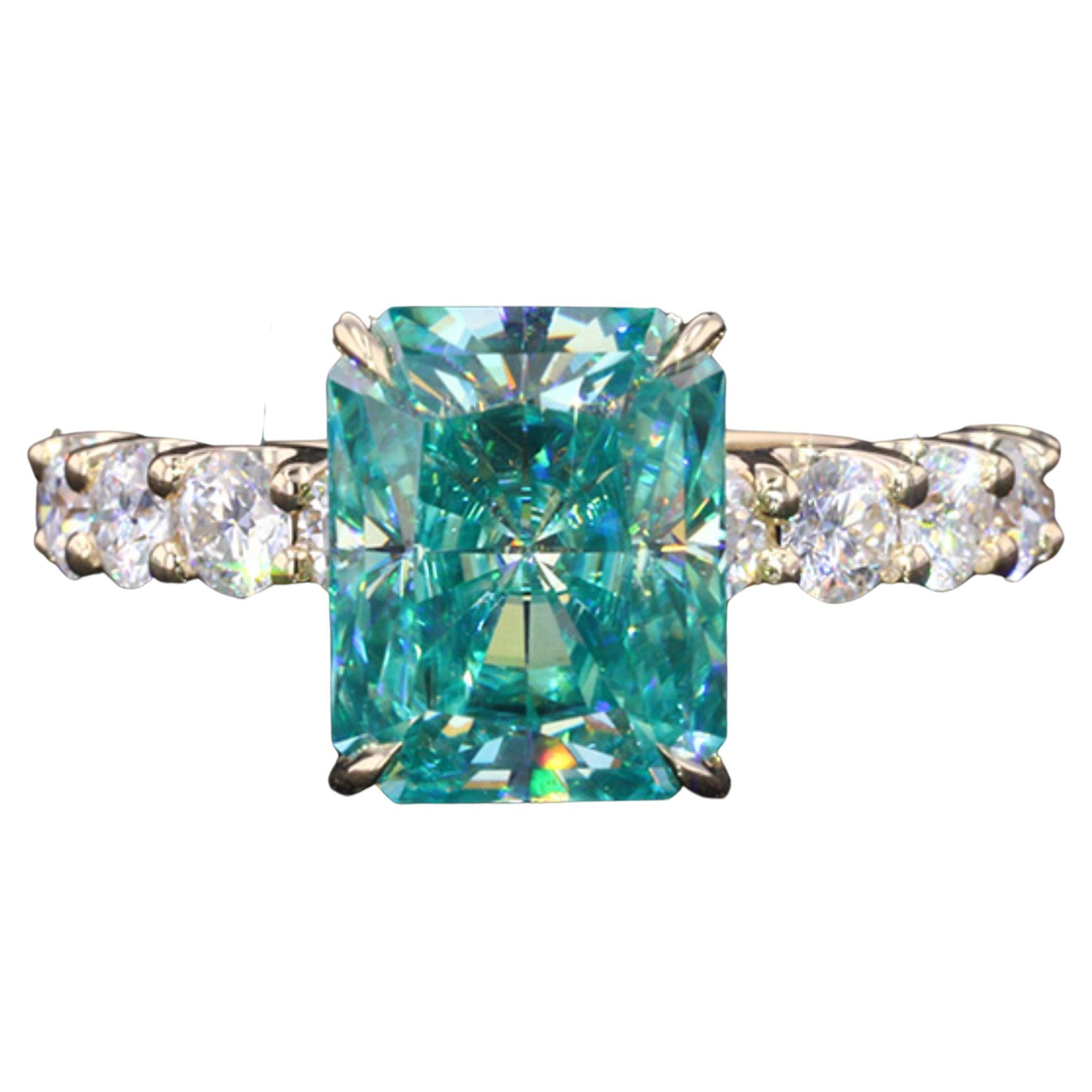 Customizable Natural Emerald Engagement Ring, 18K Gold Unique Emerald