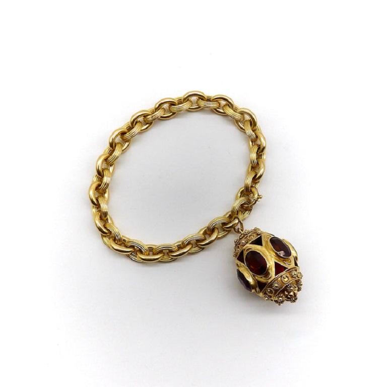18K Gold Vintage Italian Bracelet with Lantern Charm, circa 1970’s1980