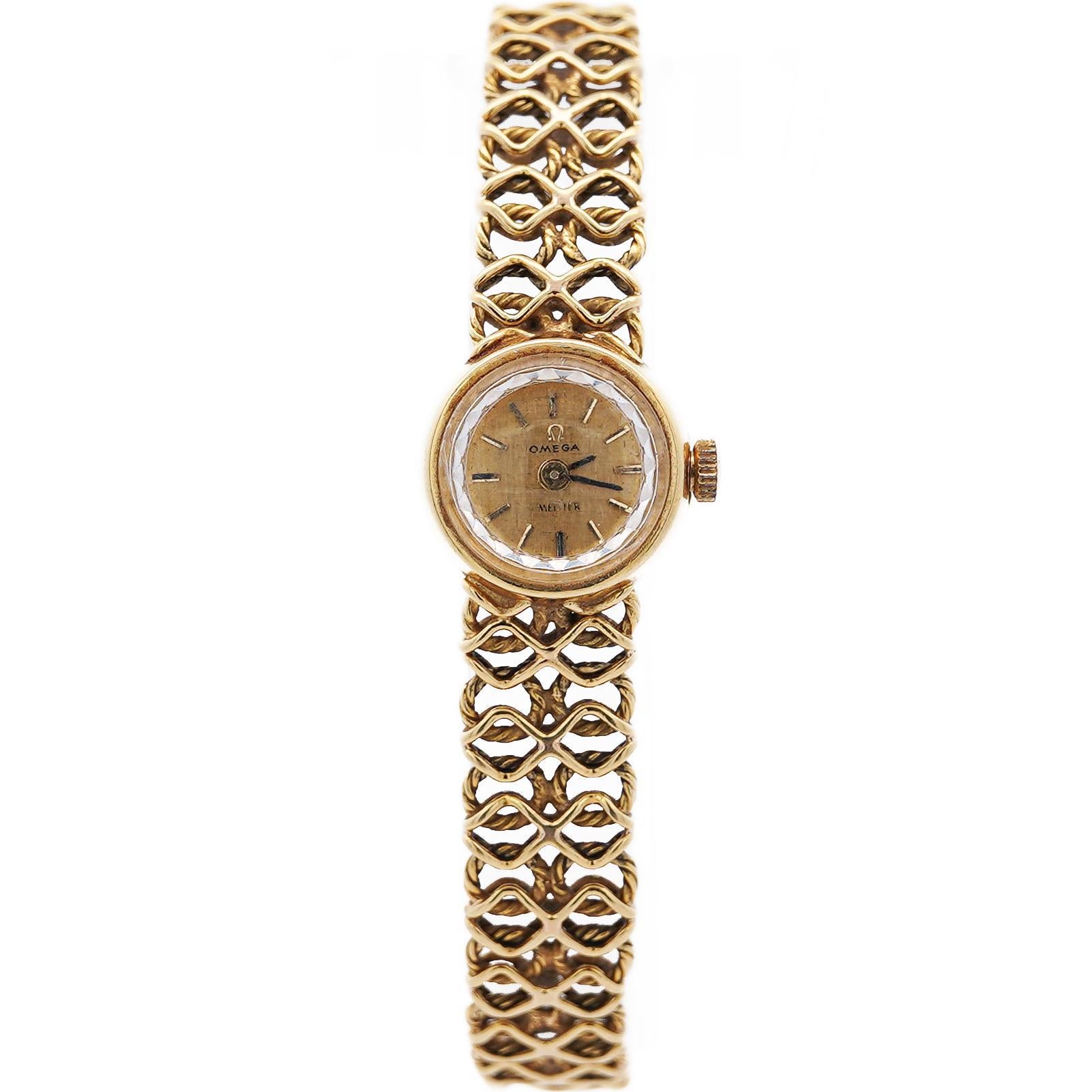 18 Karat Gold Vintage Omega manuelle Damenuhr im Angebot 2