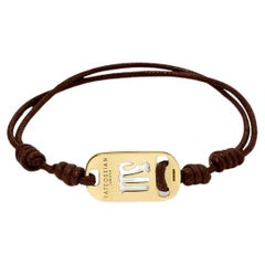 18K Gold Virgo Bracelet with Brown Cord
