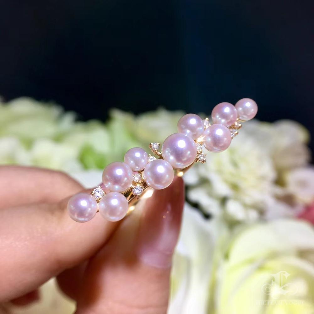 Aurora Baby Akoya Pearl Cascade Ring in 18K Gold In New Condition In New York, NY