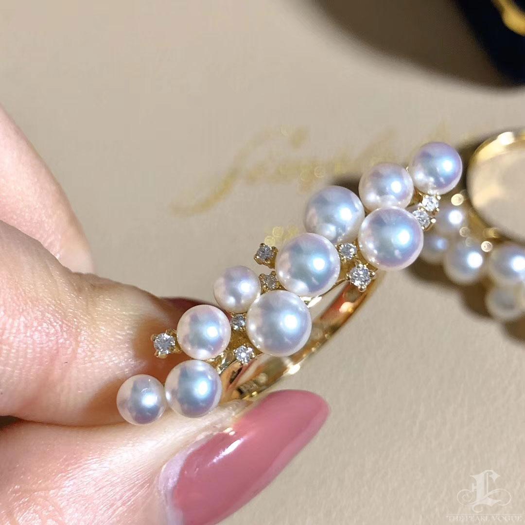 Aurora Baby Akoya Pearl Cascade Ring in 18K Gold 3
