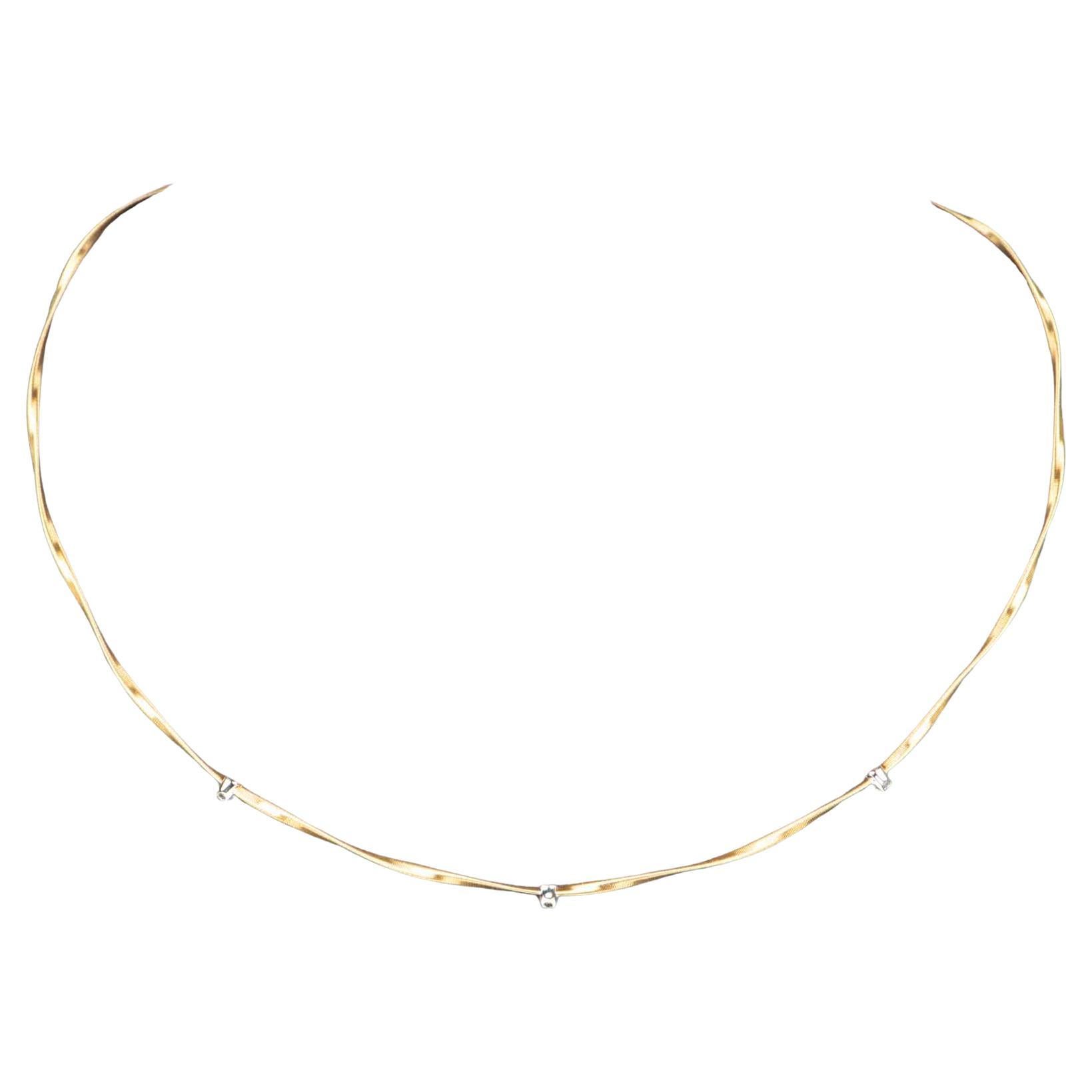 Collana ondulata in oro 18K con stazioni di diamanti da 16,5" con larghezza di 1,7 mm come Marco Bicego in vendita