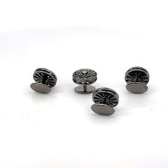 Boucles d'oreilles en or 18k pour chemises, diamants blancs et noirs