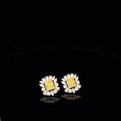 Sunflower Inspired Fancy Yellow Diamond Earrings