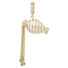 18k gold , White Diamond and Tourmaline Aquarius Zodiac Pendant