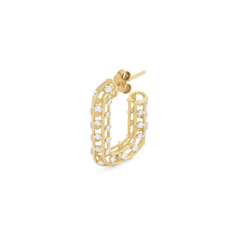18K Gold Weißer Diamant Käfig Ohrringe (Zeitgenössisch) im Angebot
