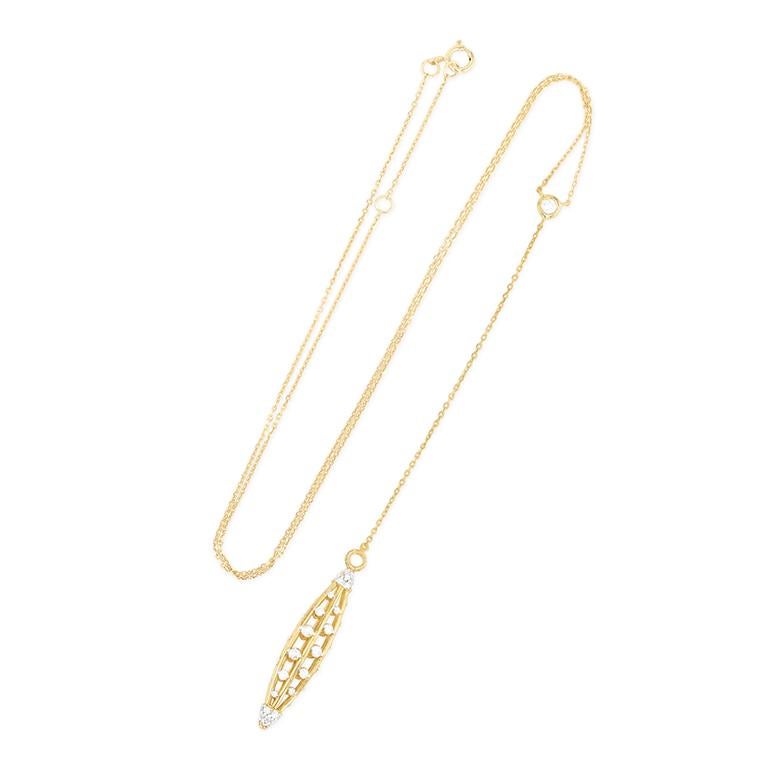 Brilliant Cut 18k Gold White Diamond Drop Lariat Necklace For Sale