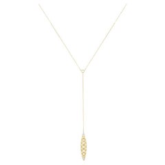 Used 18k Gold White Diamond Drop Lariat Necklace