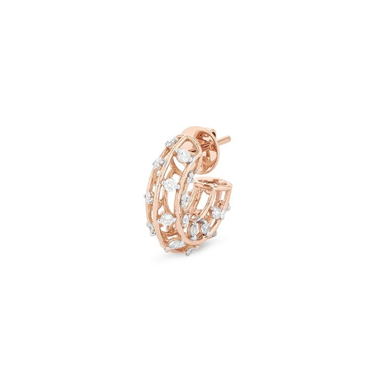 Contemporary 18k Gold White Diamond Hoop Earrings For Sale