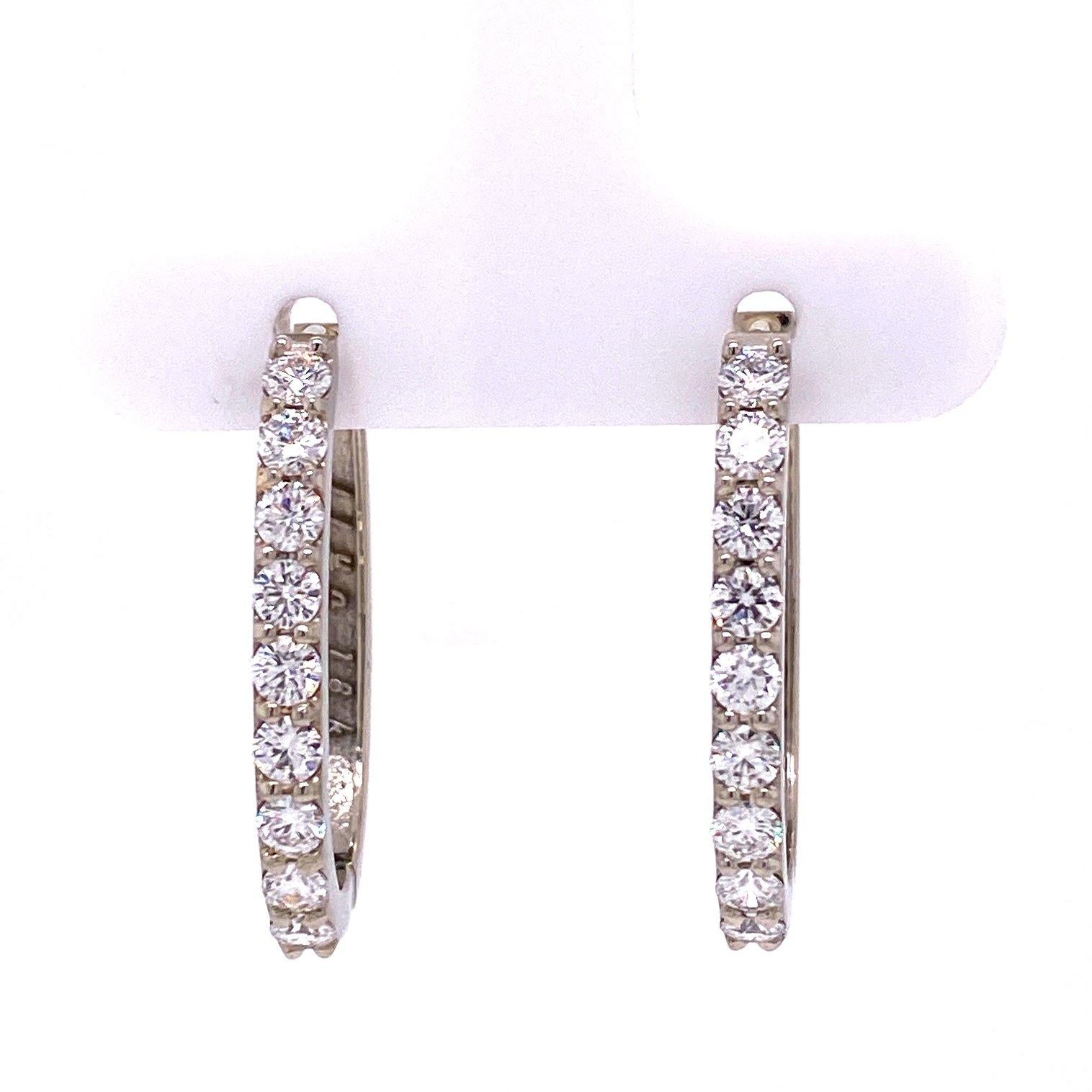 Contemporary 18k Gold White Diamond Hoops and White Diamond Circles with Lapis Jackets