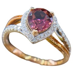 18K Rose Gold & White Gold Tourmaline Diamond Cocktail Ring