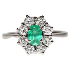 18k Gold White Gold Natural Diamond And Emerald Decorated Ring