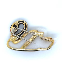 18k Gold White Jade and Black Onyx Diamond Swan Pin