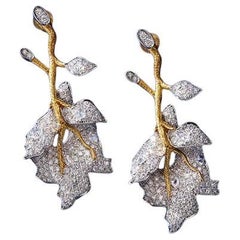 Pendientes Hoja Diamante Multitono Oro Blanco 18K