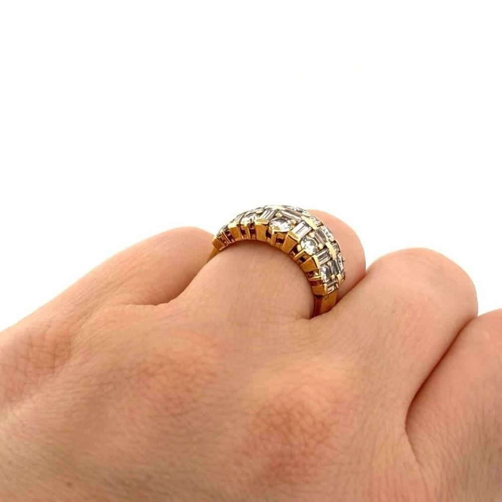 Women's 18K Gold Wide 3.50ctw Round & Baguette Natural Diamond Band Ring For Sale
