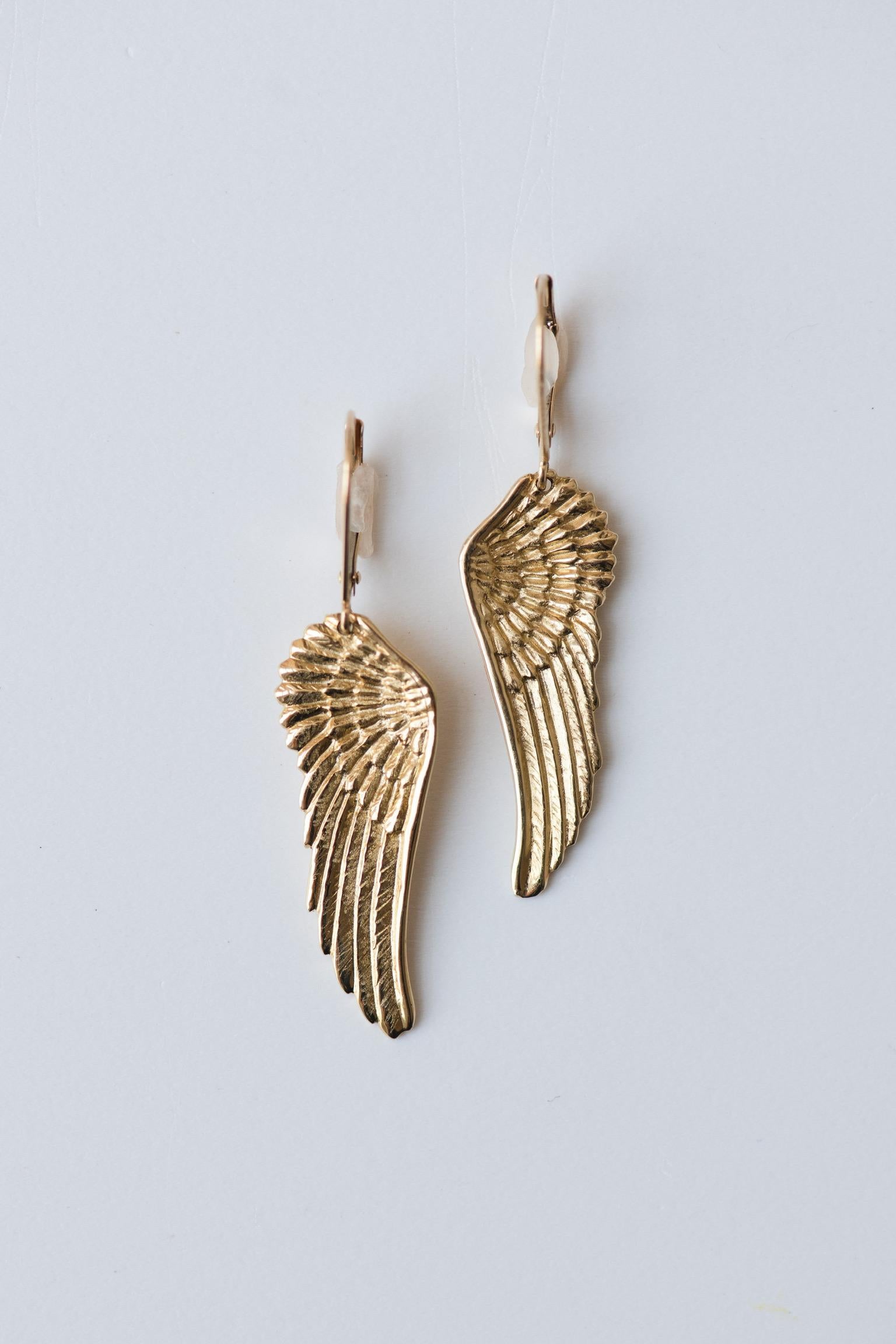 18K Gold Wing Earrings In New Condition For Sale In New York, NY