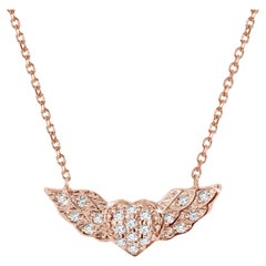 Collier en or 18k avec diamant et coeur ailé Coeur volant Bijoux Valentine