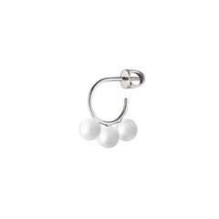 Modern 14k Gold Hoop Earrings with Three River Pearls, Belgium