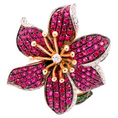 18K Gold with Rubies and Diamonds and Green Garnet