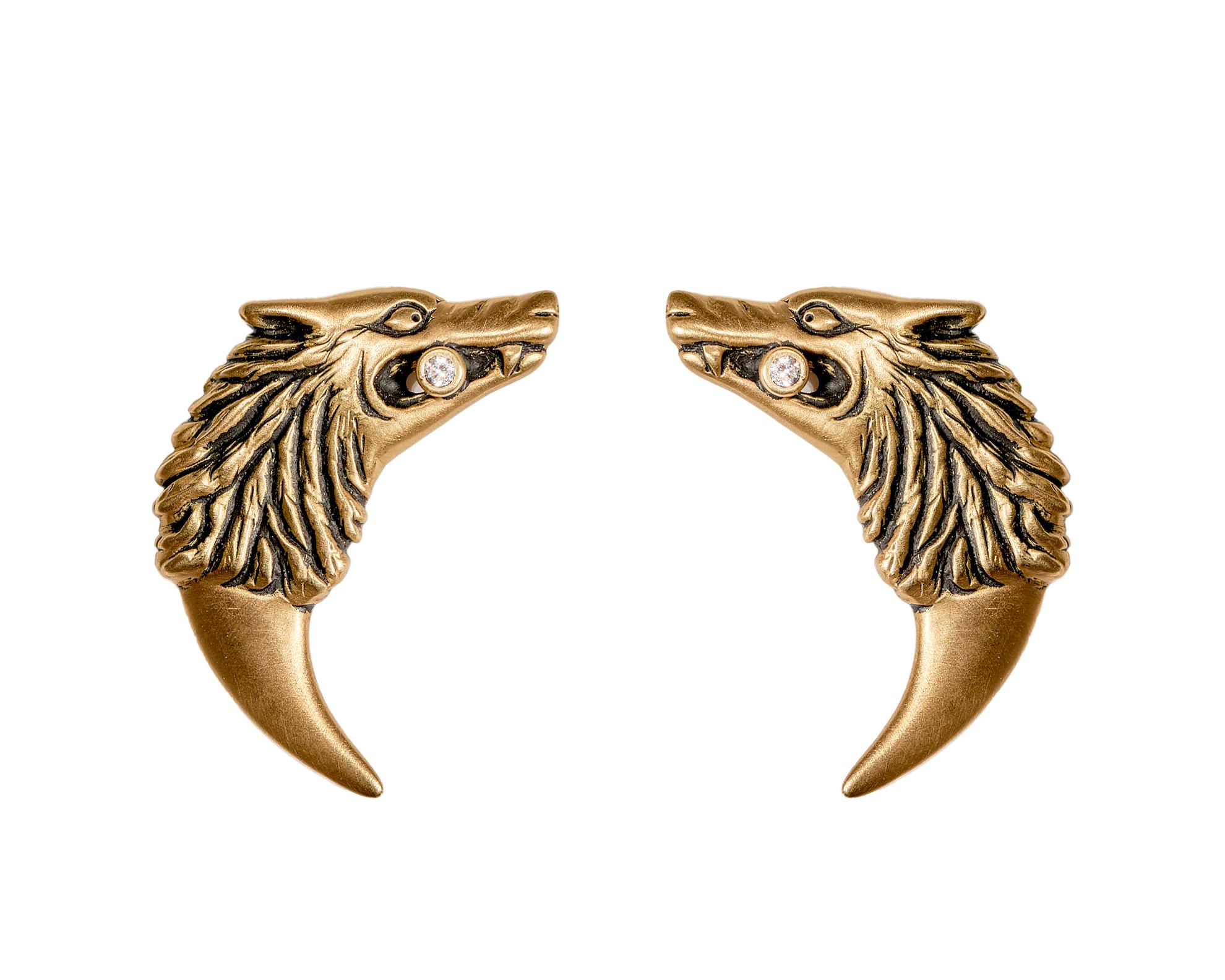 Like many of Wendy's designs, these curved wolf-fang earrings were inspired by a notable woman of history -- in this case, Isabella, the queen consort of Edward II in 14th century England. Edward was a poor ruler, leading Isabella and her lover to