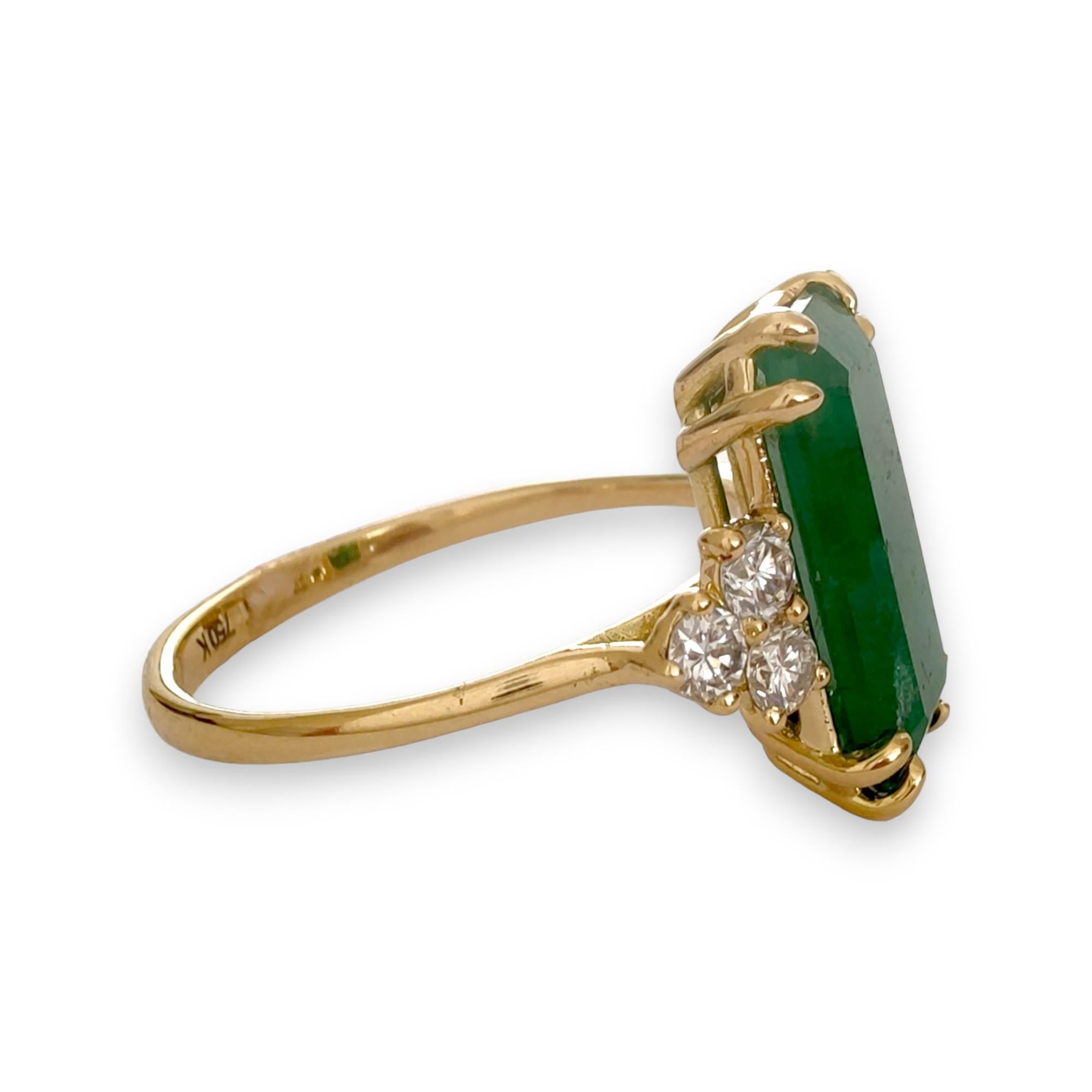 18K Gold  Verlobungsring 2,99 Karat Smaragd 0,44 Karat  Diamant Damen