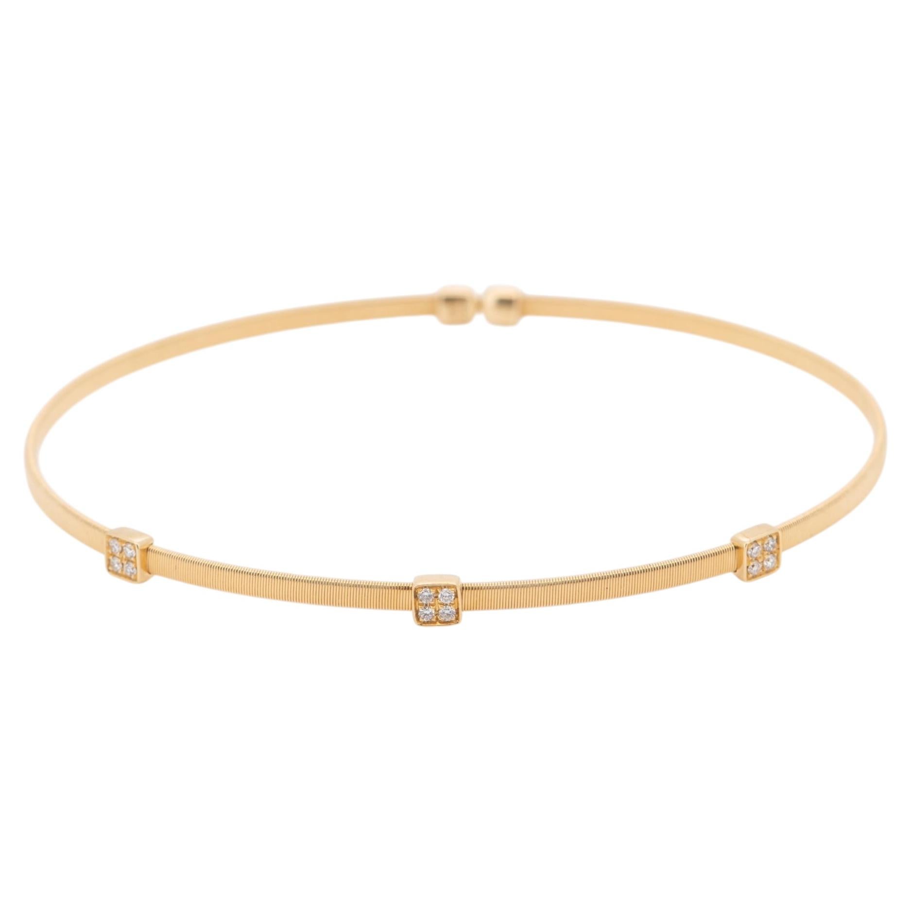 Bracelet en fil d'or 18K flexible avec diamants 7" Marco Bicego Style en vente