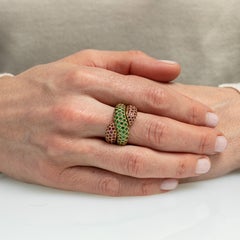 18k Gold Wrap-Around Ruby and Tsavorite Ring, by Gloria Bass